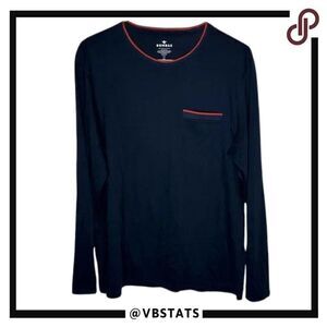 Bombas 100% Pima cotton Men's long sleeve shirt size Large in Navy with Red Trim